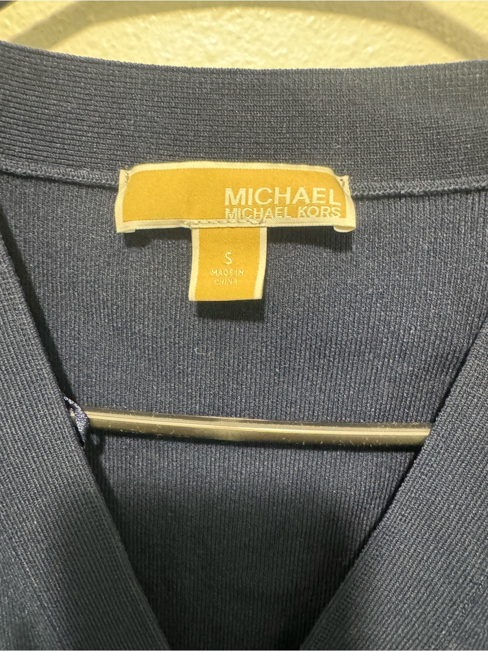 Michael Kors Navy Button-Front V-Neck Midi Dress - Picture 6 of 7